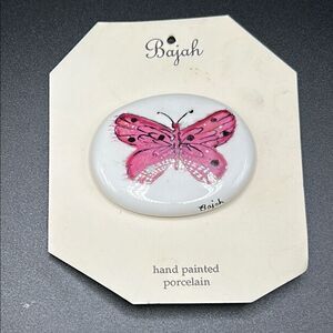 BOGO Free Jewelry…New Bajah Signed Hand Painted Butterfly Porcelain Brooch Pin